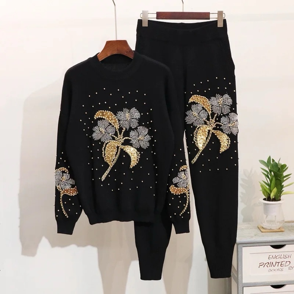 Black 2 piece sweater set